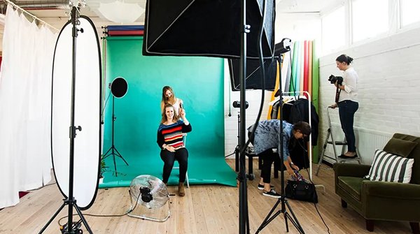Studio Setup Green Backdrop