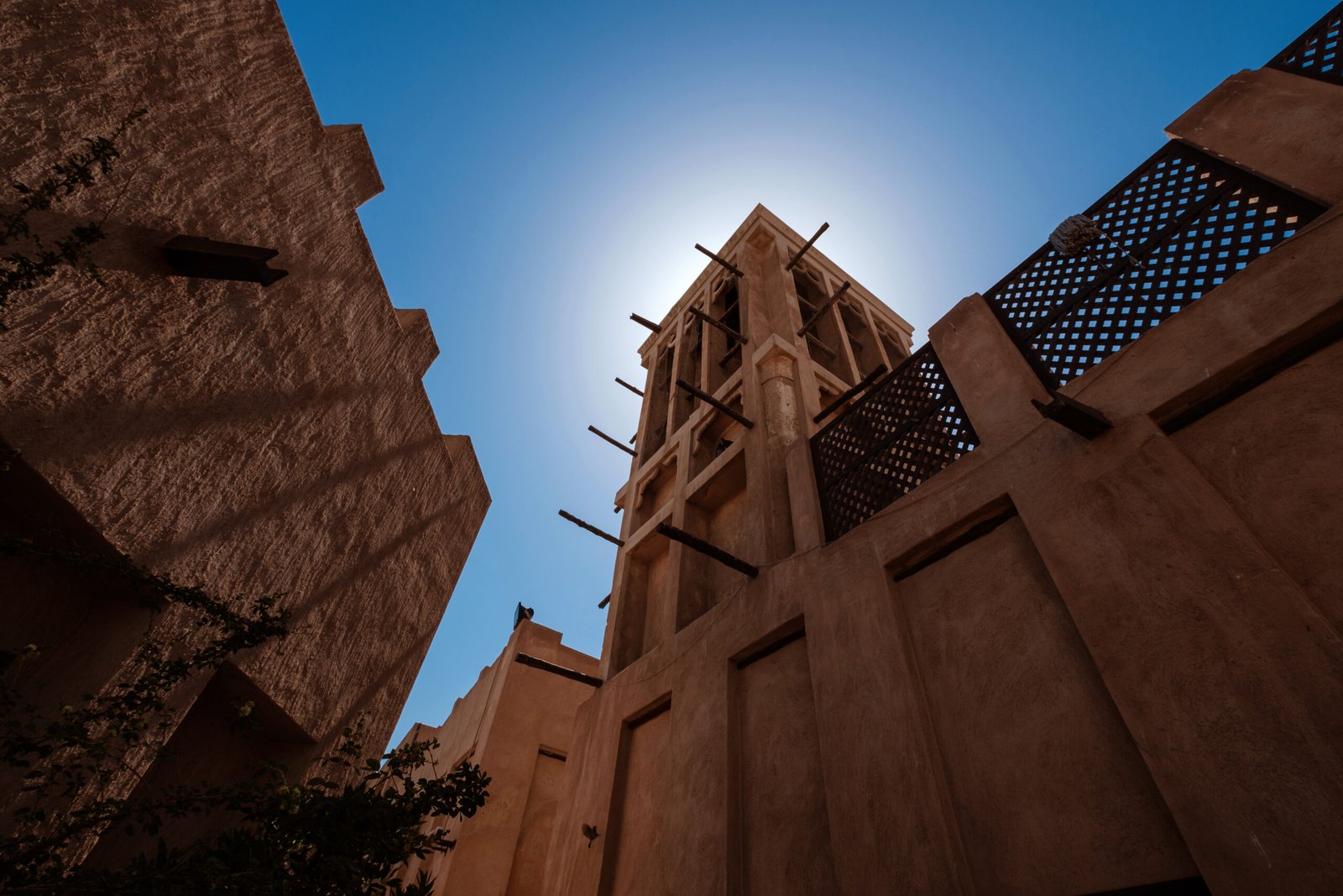 Dubai, United Arab Emirates - March 28th, 2017: Old Dubai. Traditional Arabic streets in historical Al Fahidi district, Al Bastakiya. Dubai, United Arab Emirates. Heritage building of history museum